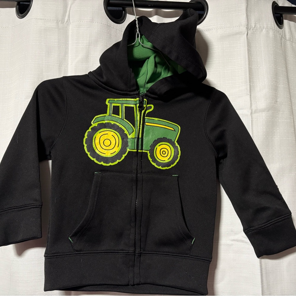 John Deere brand Hoodie hooded zip up sweatshirt baby toddler boys size 2T
